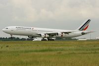 F-GLZH @ LFPG - Airbus A340-312, Reverse thrust landing Rwy 26L, Roissy Charles De Gaulle Airport (LFPG-CDG) - by Yves-Q