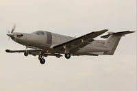 LX-JFM @ EGFH - Visiting Pilatus PC-12/47, Jetfly Aviation, Geneva based,  seen departing runway 22 at EGFH en-route to an unknown Airfield in France. - by Derek Flewin