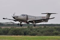 LX-JFM @ EGFH - Jetfly Aviation's PC-12 departing Runway 22. - by Roger Winser
