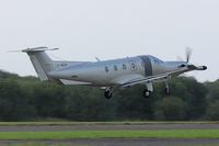 LX-NEW @ EGFH - Visiting Pilatus PC-12/47E, Jetfly Aviation, Geneva based, previously HB-FRV, seen departing runway 04 at EGFH, en-route to Elstree Aerodrome. - by Derek Flewin