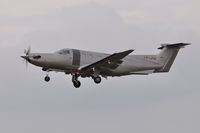 LX-JFM @ EGFH - Visiting PC-12 operated by Jetfly Aviation departing Runway 22. - by Roger Winser