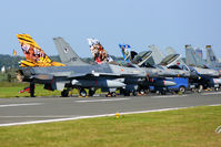 FA-106 @ EBBL - LINE-UP OF SOME OF THE STATICALLY DISPLAYED AIRCRAFT AT THE 2014 EBBL SHOW