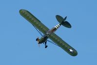 F-GLRV @ LFRU - Piper J3C-65, Solo display, Morlaix-Ploujean airport (LFRU-MXN) air show in september 2014 - by Yves-Q