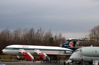 G-AWZK @ EGCC - Wings clipped - on display at the viewing area Manchester alongside BAe Nimrod MR.2 XV231 - by Clive Pattle