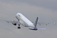 EC-LQN @ EGFF - A320-232, Vueling Airlines, callsign Vueling 1240, seen departing runway 30 at EGFF, en-route to Alicante.
