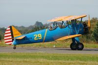 F-AZCK @ LFRU - Boeing A75N1, Taxiing, Morlaix-Ploujean airport (LFRU-MXN) air show in 2014 - by Yves-Q