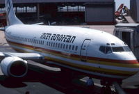 G-MONP @ YSSY - Interocean Boeing 737 G-MONP at Sydney Airport in 1989. Aircraft was leased to Australian Airlines to operate domestic flights in Australia during an Airline Pilots strike. - by Peter Lea