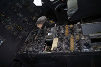 N704TF @ KFTW - Cockpit console,  Vintage Flying Museum - by Ronald Barker