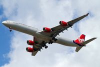 G-VSHY @ EGLL - Airbus A340-642 [383] (Virgin Atlantic) Home~G 09/08/2011. On approach 27R.