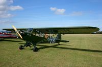 F-GLRV @ LFRU - Piper J3C-65, Static display, Morlaix-Ploujean airport (LFRU-MXN) air show in september 2014 - by Yves-Q