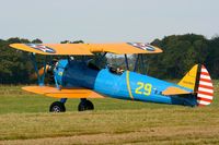 F-AZCK @ LFRU - Boeing A75N1, Holding point, Morlaix-Ploujean airport (LFRU-MXN) air show in september 2014 - by Yves-Q