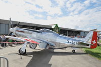 D-FPSI @ LSMP - German Mustang temporarily painted as Swiss Air Force J-901 for the celebration of 100 years Swiss Air Force, the AIR14 airshow, at Payerne Air Base. - by Henk van Capelle