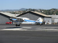 N2573J @ SZP - 1979 Piper PA-18-150 SUPER CUB, Lycoming O-320 150 Hp, landing Rwy 22 - by Doug Robertson