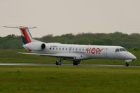 F-GUFD @ LFRB - Embraer EMB-145LR (ERJ-145LR), Taxiing to holding point rwy 25L, Brest-Bretagne airport (LFRB-BES) - by Yves-Q