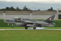 HB-RVP @ LSMP - Hunter T.68 of Verein Flieger Museum Altenrhein landing at Payerne Air Base, Switzerland, AIR14. - by Henk van Capelle