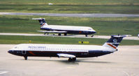 G-AWYR @ EGBB - Scanned from original slide taken at Birmingham, UK (BHX) in 1996.
The more distant aircraft is G-AWYR;  The nearer aircraft is also BAC-111 - G-AWYT - by Neil Henry