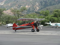 N65124 @ SZP - 1943 Boeing Stearman A75N1 (PT-17) 'Spirit of OPEC', P&W R-985 Wasp Jr. (by Jacobs) 450 Hp upgrade, landing roll Rwy 22 - by Doug Robertson