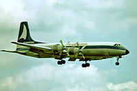 G-AWGS @ EGKK - Canadair CL-44D4-1 [27] (Tradewinds) Gatwick~G 01/07/1974. From a slide.