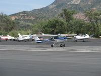 N704UT @ SZP - 1976 Cessna 150M, Continental O-200 100 Hp, landing roll Rwy 22 - by Doug Robertson