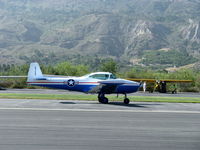 N91689 @ SZP - 1946 North American NAVION, Continental E225 upgrade, arriving from WHP to give Young Eagles rides, landing roll Rwy 22 - by Doug Robertson