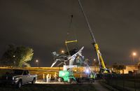 65-0747 @ ORL - Joe Kittinger's F-4D getting mounted on a pole at Kittinger Park in Orlando