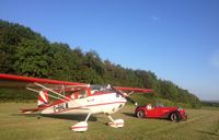 G-BHLW @ X6ST - Cessna 120 G-BHLW alongside an MG TD in Scotland (Shempston Airfield)