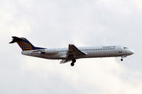 D-AFKD @ EGLL - D-AFKD   Fokker F-100 [11500] (Contact Air/Lufthansa Regional) Home~G 02/09/2011. On approach 27L.