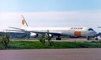 OY-KTG @ ESSA - Douglas DC-8-63F [46093] (Scanair) Stockholm-Arlanda~SE 09/06/1988. From a slide.