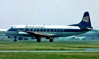 G-AOJD @ EGLL - Vickers 802 Viscount [153] (British Airways) Heathrow~G 1975 .Year approximate. Departing 28L. From a slide.
