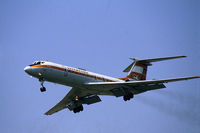 DDR-SCR @ EHAM - Interflug Tu-134 in smoky approach to Schiphol airport, the Netherlands - by Henk van Capelle