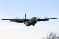 ZH874 @ EGDX - C-130J-30 Hercules C.4, RAF Brize Norton based, callsign Judgement Flight, previously N41030, short finals for runway 26 at EGDX.