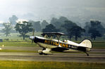 G-BADY @ EGCD - Pitts S-2A of the Rothmans aerobatic display team preparing for action at the 1973 Royal Air Force Association Airshow at Woodford. - by Peter Nicholson