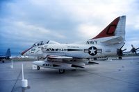 153517 @ CYMJ - TA-4J Skyhawk 153517 on display at the annual airshow at Canadian Forces Base Moose Jaw, Saskatchewan, Canada in 1987. - by Alf Adams
