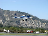 N8667H @ SZP - 1947 North American NAVION, Continental IO-520 285 Hp upgrade, Young Eagles Flight, gear coming up - by Doug Robertson