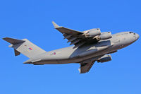 ZZ176 @ EGFF - C-17A Globemaster III, Royal Air Force, 99 Squadron, Brize Norton Transport Wing, call sign Ascot 817 seen climbing out from runway 12 at EGFF.