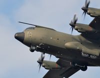 ZH880 @ EGFH - RAF Hercules C.5 aircraft coded 880 of the Brize Norton Transport Wing makes a low pass over Runway 22. - by Roger Winser