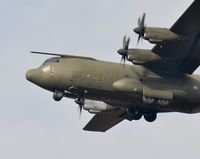 ZH882 @ EGFH - RAF C-130J Hercules C.5 aircraft coded 882 of the Brize Norton Transport Wing makes a low pass over Runway 22. - by Roger Winser