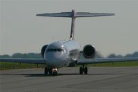 EI-EXA @ LFRB - Boeing 717-2BL, Taxiing to boarding area, Brest-Bretagne Airport (LFRB-BES) - by Yves-Q
