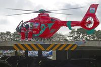 G-WASC - EC-135T-2+, Wales Air Ambulance, Helimed 59, Welshpool based, seen dropping off a casualty at the Morriston Hospital helipad. - by Derek Flewin