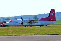 SE-KXZ @ ESMT - Fokker F-50 [20196] Halmstad~SE 09/06/2008 Unmarked apart from 75 on nose wheel door of former id of JA8875 of ANA. Awaiting delivery to Fokker as PH-LMS.
