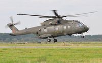 ZJ134 @ EGFP - Visiting Merlin helicopter coded S of 28 Squadron RAF about to land at the airport. - by Roger Winser