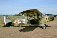 F-BOER @ LFRU - Piper PA-19 Super Cub, Morlaix-Ploujean airport (LFRU-MXN) air show in september 2014 - by Yves-Q