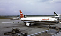 HB-IHB @ LSZH - McDonnell-Douglas DC-10-30 [46576] (Swissair) Zurich~HB 10/09/1981. From a slide.