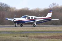 G-BKMT @ EGFH - Resident Saratoga SP arriving on Runway 22. - by Roger Winser