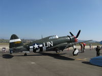 N3395G @ CMA - 1942 Republic P-47G THUNDERBOLT, P&W R-2800 DOUBLE WASP 2,300 Hp turbosupercharged, Heaviest WWII single engine fighter at 7 tons, G model has razorback canopy. Other P-47s as the P-47D have bubble canopies. - by Doug Robertson