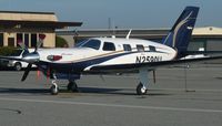 N2590U @ KSQL - Just purchased, this now local 2013 Piper Meridian sits at the transient parking at San Carlos. - by Chris L.