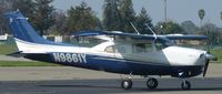 N9861Y @ KRHV - A local 1981 Cessna T210N parked at the transient parking is just parked there to pick up passengers. It has just been beautifully repainted. - by Chris L.