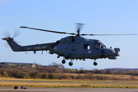 ZD260 @ EGFH - Visiting Royal Navy Lynx, coded 301, Rascal Flight, 815 NAS, RNAS Yeovilton based, hover taxxing prior to departing. - by Derek Flewin