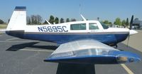 N5695C @ KRHV - A 1983 transient Mooney M20J sitting on the Nice Air ramp. - by Chris L.