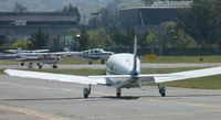 N4143W @ KRHV - A local 1967 Piper Cherokee taxing out from the south tie downs for a quick VFR flight from Reid Hillview. - by Chris L.